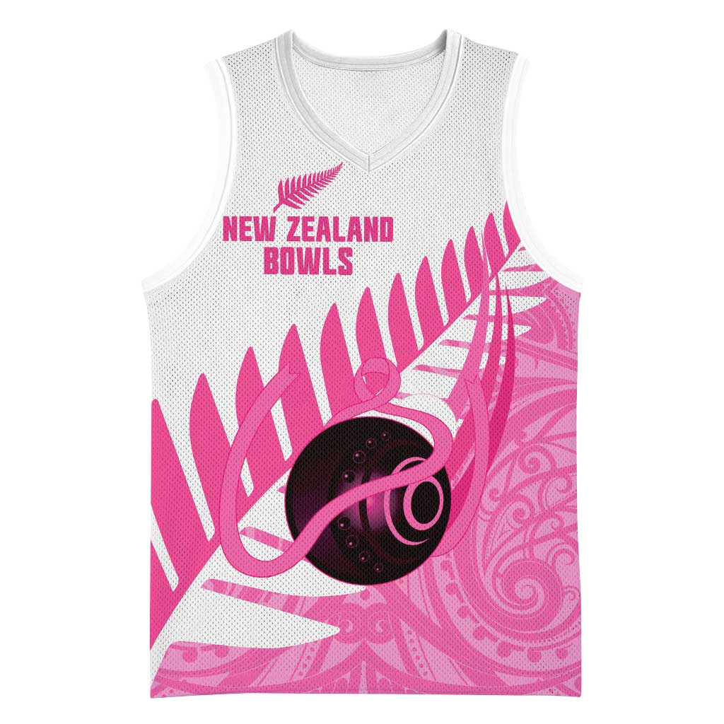 New Zealand Lawn Bowls Breast Cancer Custom Basketball Jersey Aotearoa Maori Silver Fern Pink Ribbon - Aussie Hoodie