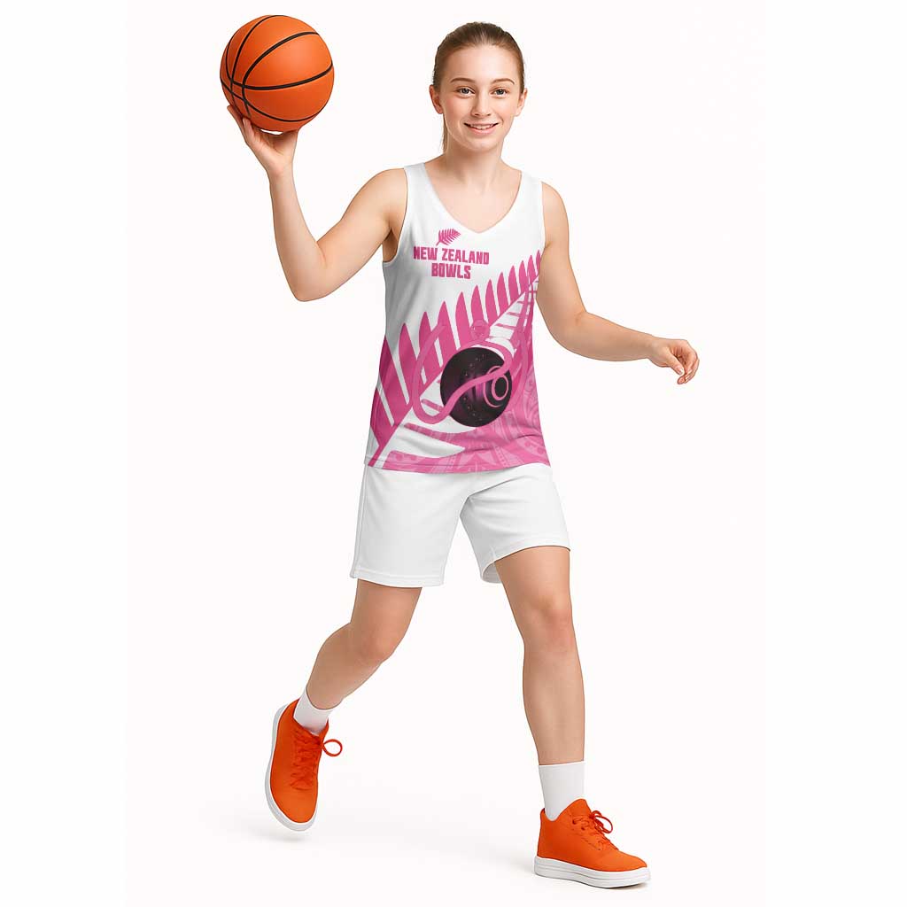 New Zealand Lawn Bowls Breast Cancer Custom Basketball Jersey Aotearoa Maori Silver Fern Pink Ribbon - Aussie Hoodie