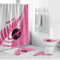 New Zealand Lawn Bowls Breast Cancer Custom Bathroom Set Aotearoa Maori Silver Fern Pink Ribbon - Aussie Hoodie