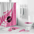 New Zealand Lawn Bowls Breast Cancer Custom Bathroom Set Aotearoa Maori Silver Fern Pink Ribbon - Aussie Hoodie