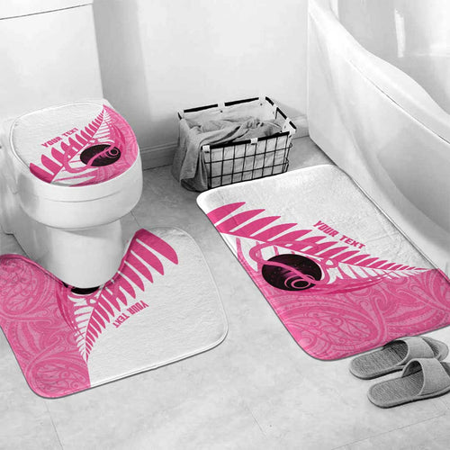 New Zealand Lawn Bowls Breast Cancer Custom Bathroom Set Aotearoa Maori Silver Fern Pink Ribbon - Aussie Hoodie