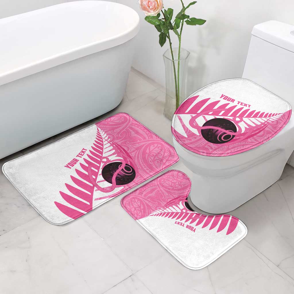 New Zealand Lawn Bowls Breast Cancer Custom Bathroom Set Aotearoa Maori Silver Fern Pink Ribbon - Aussie Hoodie