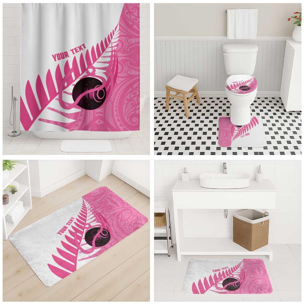 New Zealand Lawn Bowls Breast Cancer Custom Bathroom Set Aotearoa Maori Silver Fern Pink Ribbon - Aussie Hoodie
