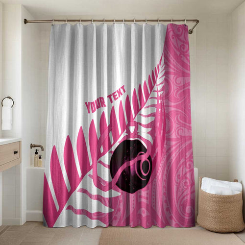 New Zealand Lawn Bowls Breast Cancer Custom Bathroom Set Aotearoa Maori Silver Fern Pink Ribbon - Aussie Hoodie