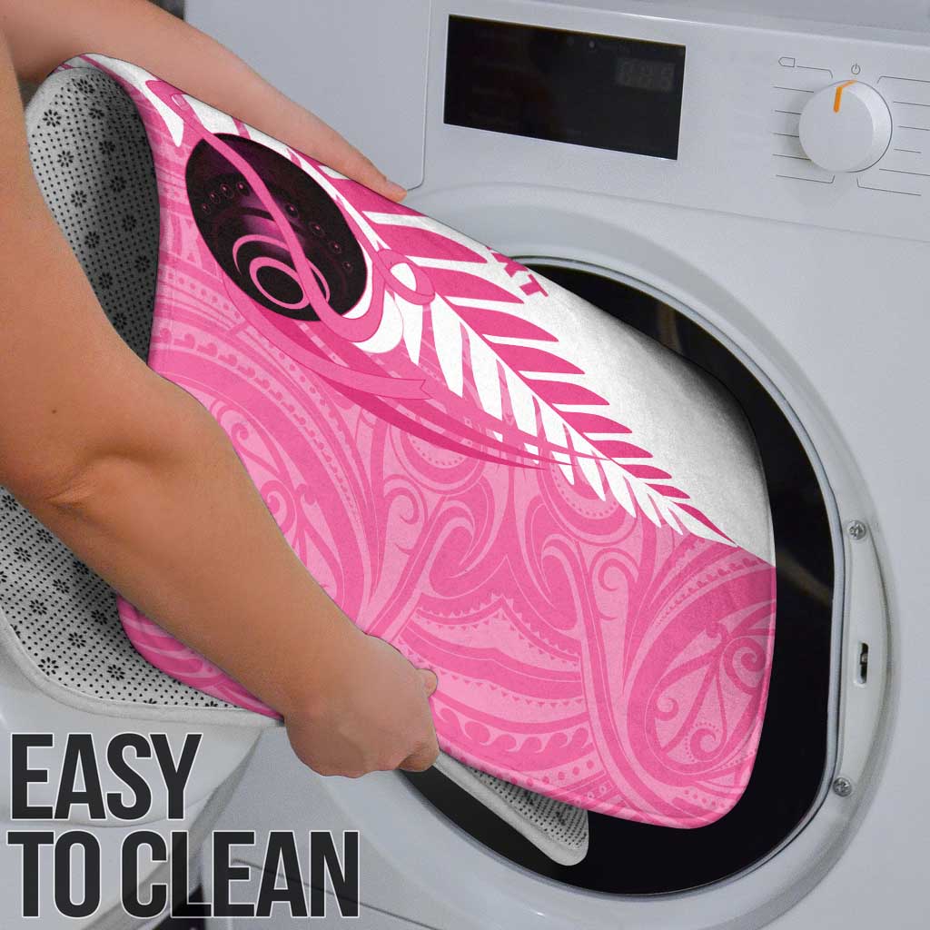 New Zealand Lawn Bowls Breast Cancer Custom Bathroom Set Aotearoa Maori Silver Fern Pink Ribbon - Aussie Hoodie