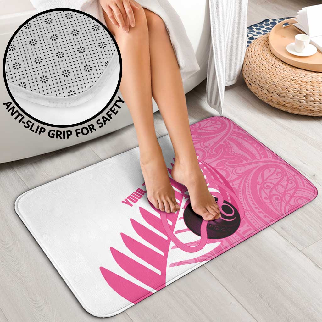 New Zealand Lawn Bowls Breast Cancer Custom Bathroom Set Aotearoa Maori Silver Fern Pink Ribbon - Aussie Hoodie