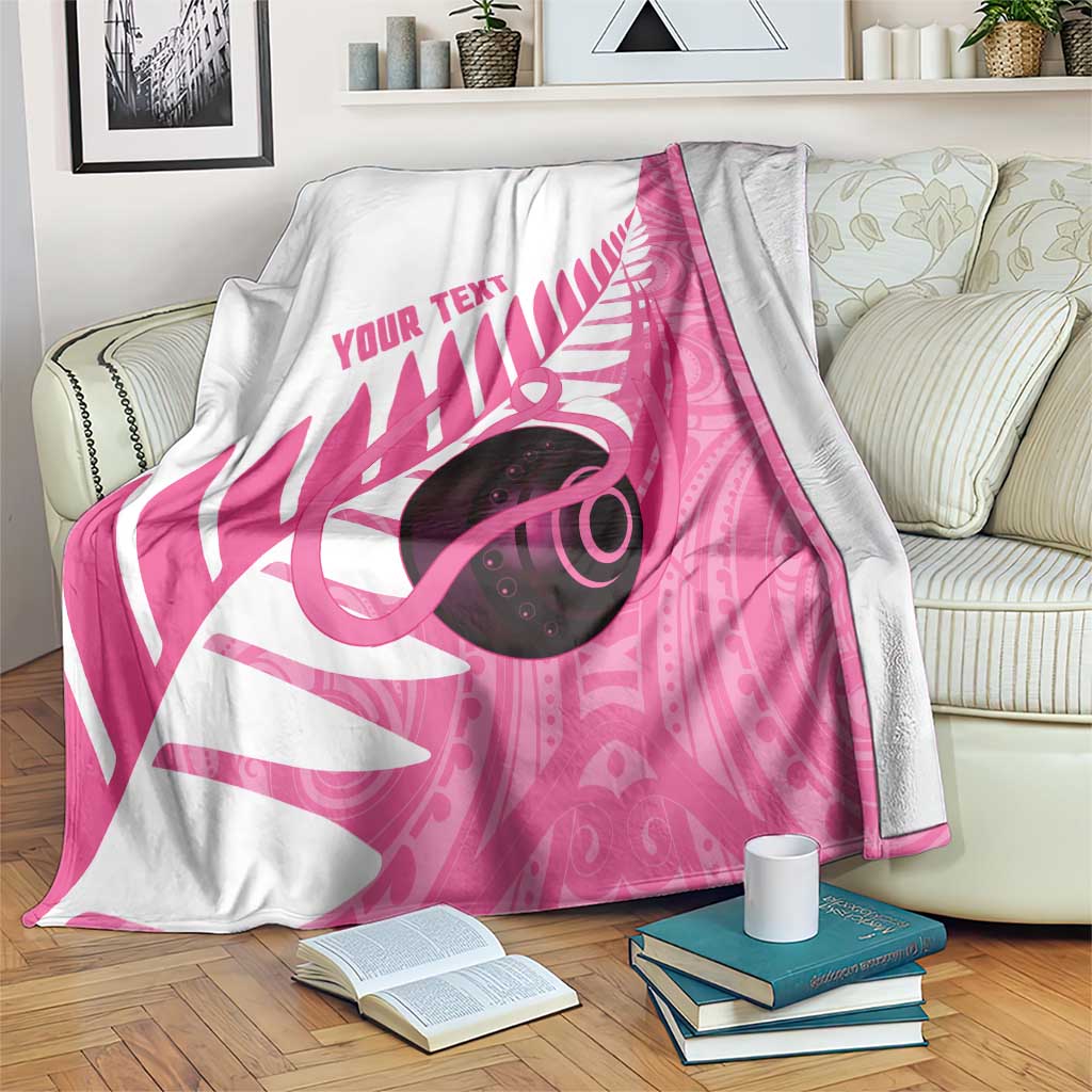 New Zealand Lawn Bowls Breast Cancer Custom Blanket Aotearoa Maori Silver Fern Pink Ribbon - Aussie Hoodie