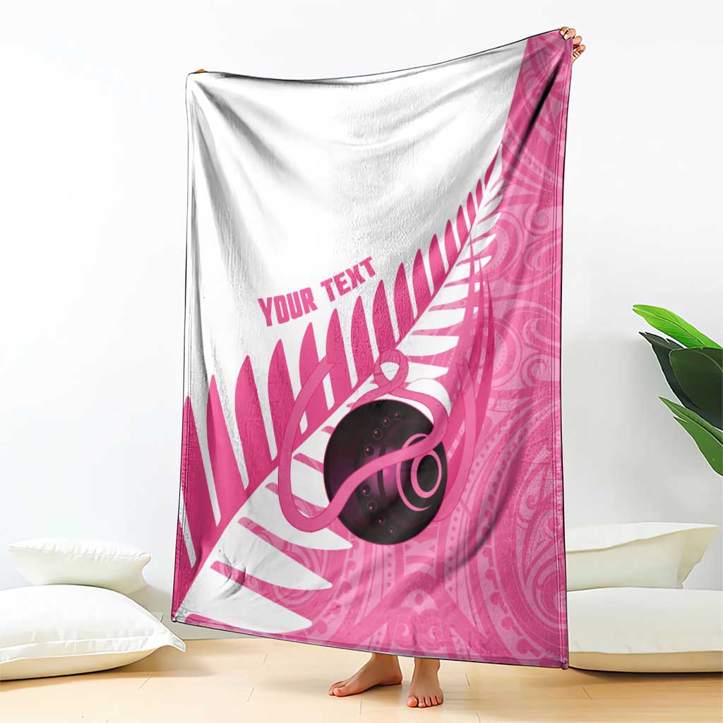 New Zealand Lawn Bowls Breast Cancer Custom Blanket Aotearoa Maori Silver Fern Pink Ribbon - Aussie Hoodie