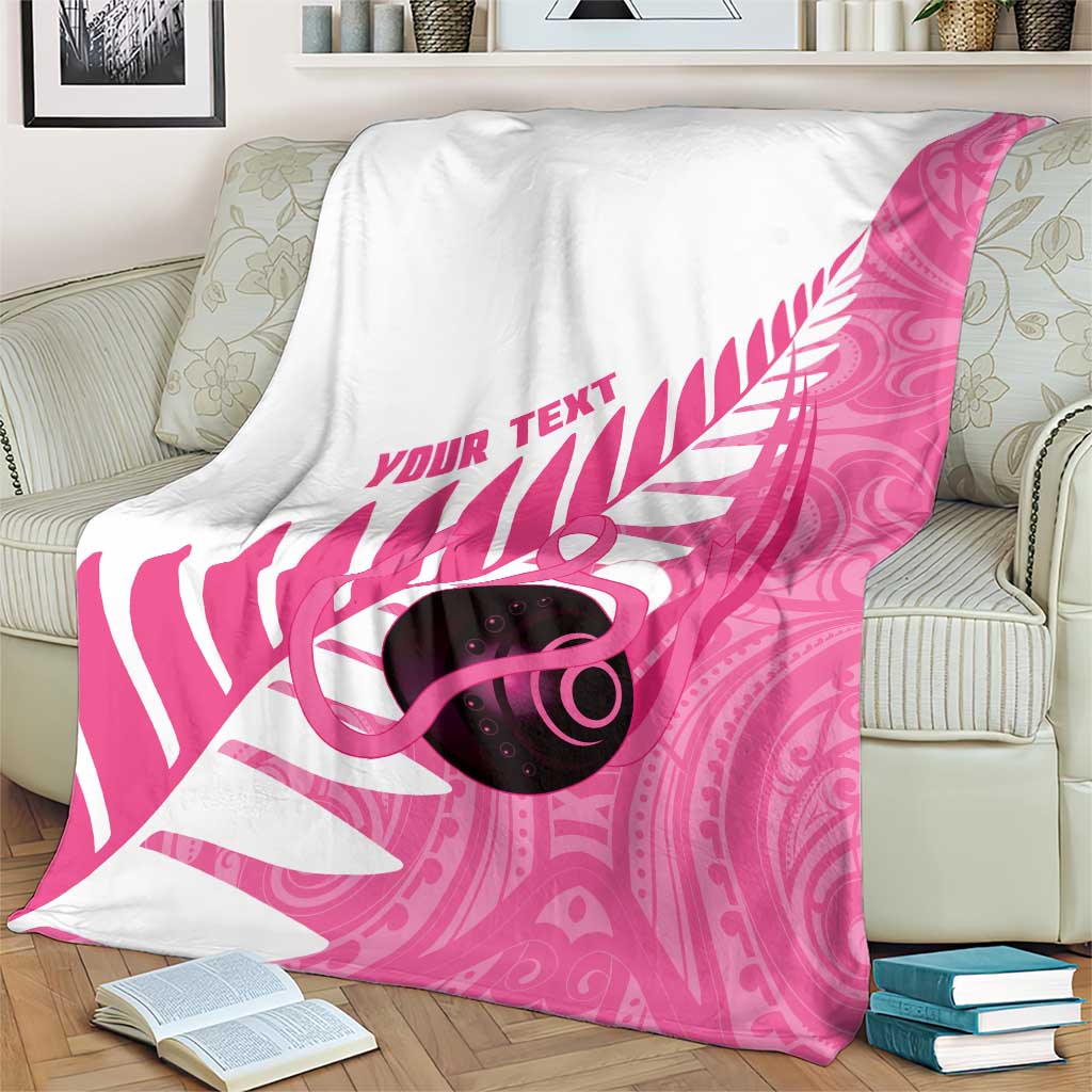 New Zealand Lawn Bowls Breast Cancer Custom Blanket Aotearoa Maori Silver Fern Pink Ribbon - Aussie Hoodie