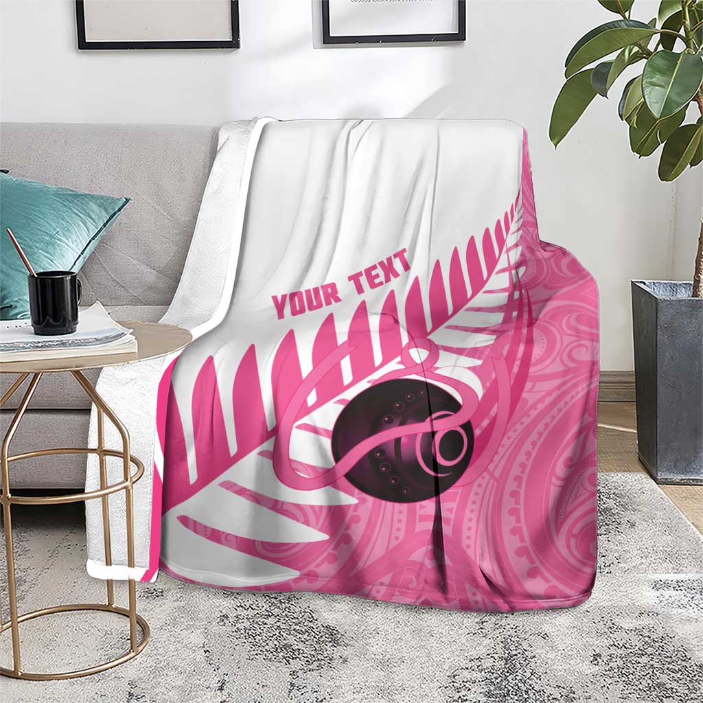 New Zealand Lawn Bowls Breast Cancer Custom Blanket Aotearoa Maori Silver Fern Pink Ribbon - Aussie Hoodie