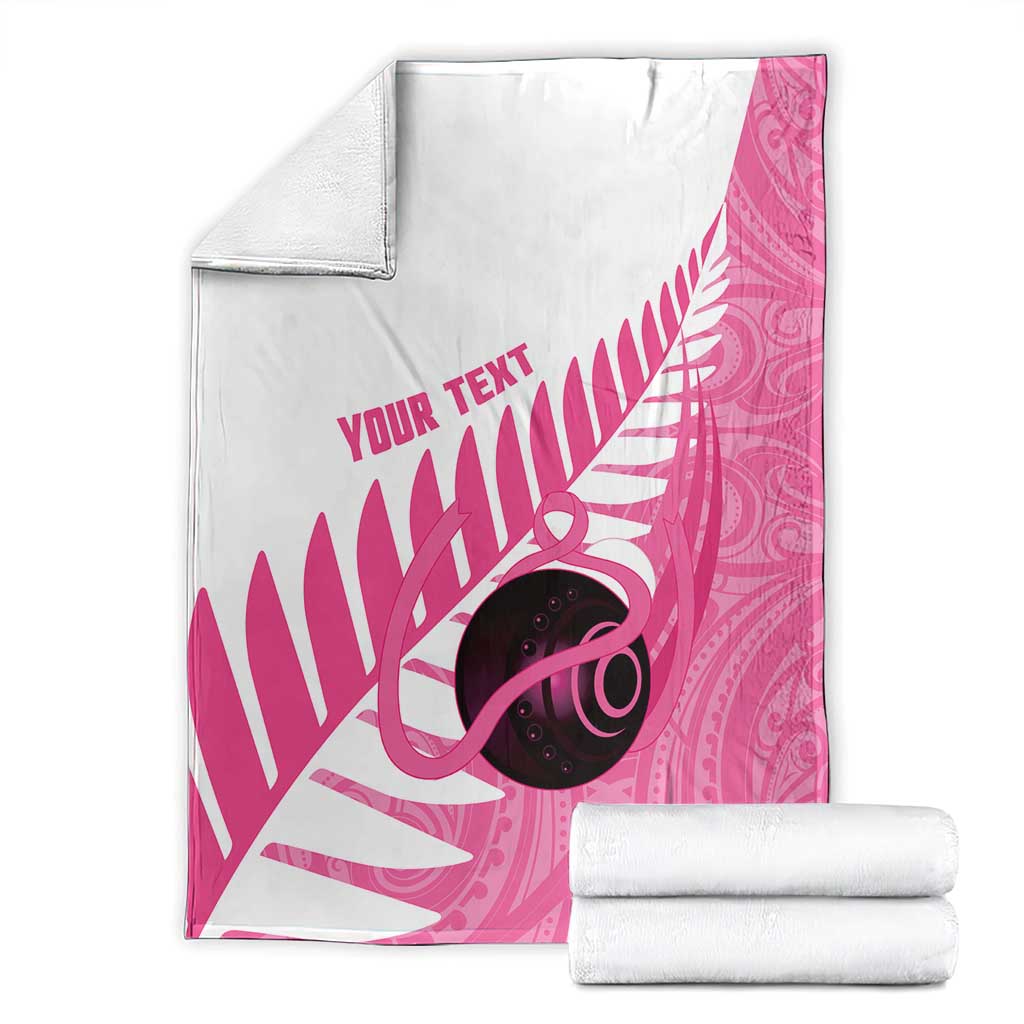 New Zealand Lawn Bowls Breast Cancer Custom Blanket Aotearoa Maori Silver Fern Pink Ribbon - Aussie Hoodie