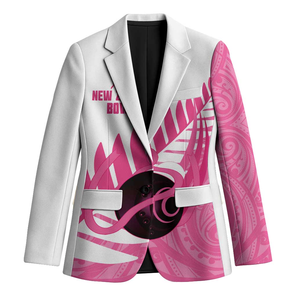 New Zealand Lawn Bowls Breast Cancer Custom Blazer Aotearoa Maori Silver Fern Pink Ribbon - Aussie Hoodie