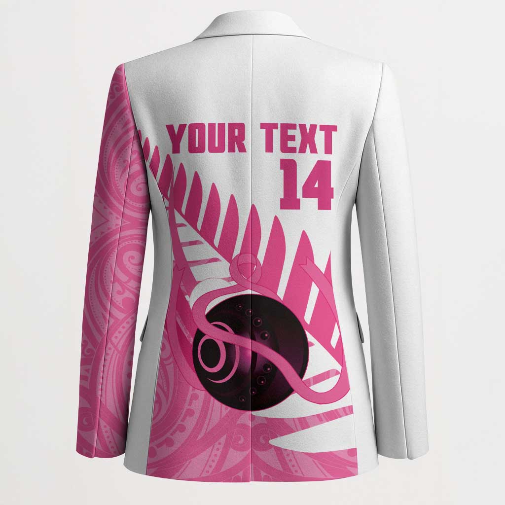 New Zealand Lawn Bowls Breast Cancer Custom Blazer Aotearoa Maori Silver Fern Pink Ribbon - Aussie Hoodie