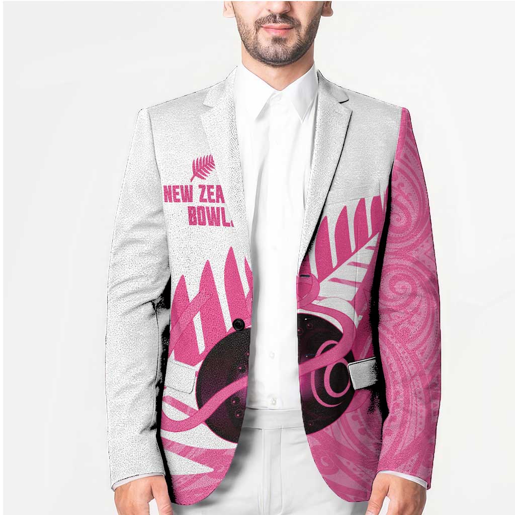 New Zealand Lawn Bowls Breast Cancer Custom Blazer Aotearoa Maori Silver Fern Pink Ribbon - Aussie Hoodie
