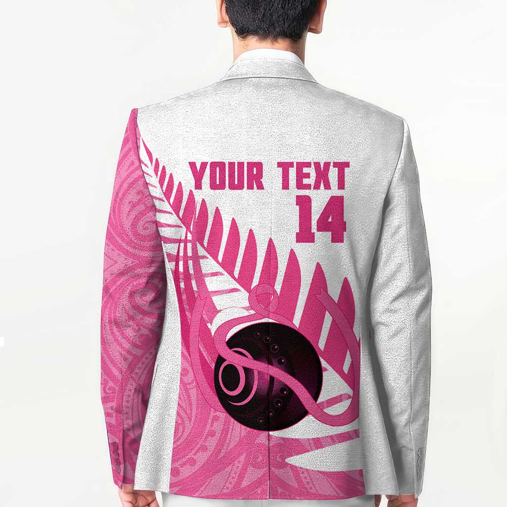 New Zealand Lawn Bowls Breast Cancer Custom Blazer Aotearoa Maori Silver Fern Pink Ribbon - Aussie Hoodie