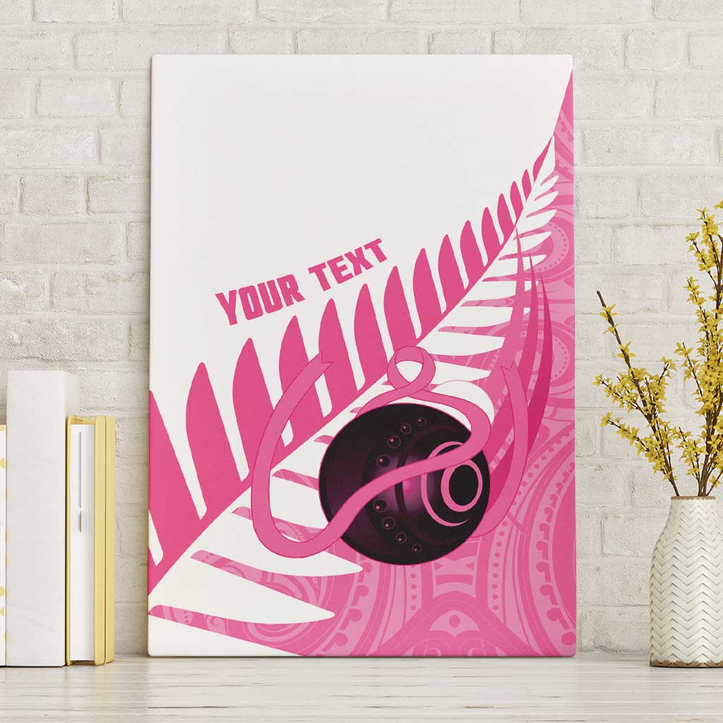 New Zealand Lawn Bowls Breast Cancer Custom Canvas Wall Art Aotearoa Maori Silver Fern Pink Ribbon - Aussie Hoodie