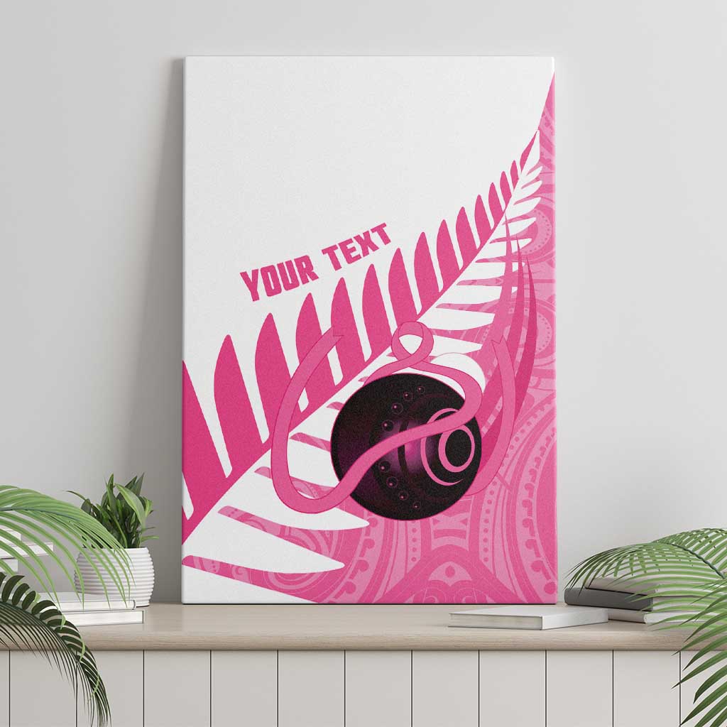 New Zealand Lawn Bowls Breast Cancer Custom Canvas Wall Art Aotearoa Maori Silver Fern Pink Ribbon - Aussie Hoodie