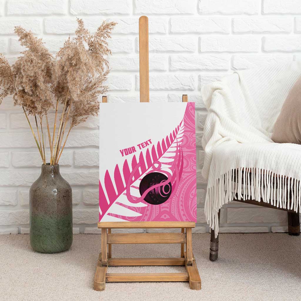 New Zealand Lawn Bowls Breast Cancer Custom Canvas Wall Art Aotearoa Maori Silver Fern Pink Ribbon - Aussie Hoodie