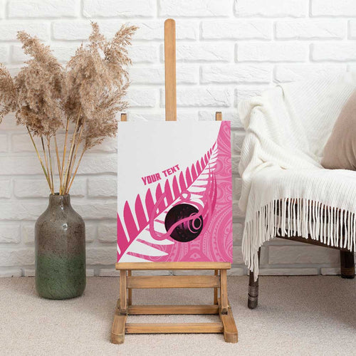 New Zealand Lawn Bowls Breast Cancer Custom Canvas Wall Art Aotearoa Maori Silver Fern Pink Ribbon - Aussie Hoodie