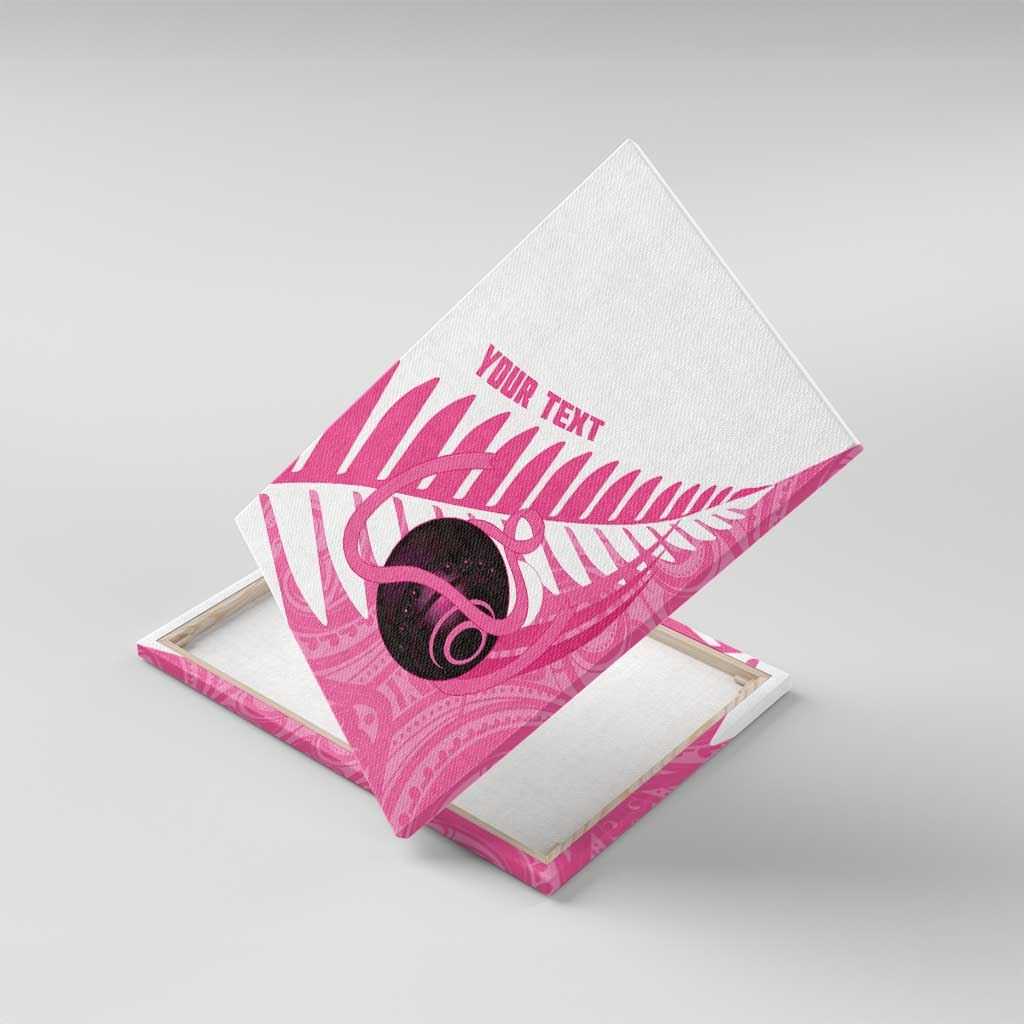 New Zealand Lawn Bowls Breast Cancer Custom Canvas Wall Art Aotearoa Maori Silver Fern Pink Ribbon - Aussie Hoodie