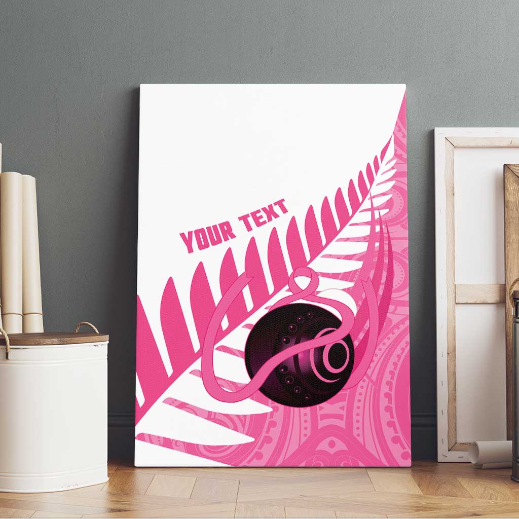 New Zealand Lawn Bowls Breast Cancer Custom Canvas Wall Art Aotearoa Maori Silver Fern Pink Ribbon - Aussie Hoodie