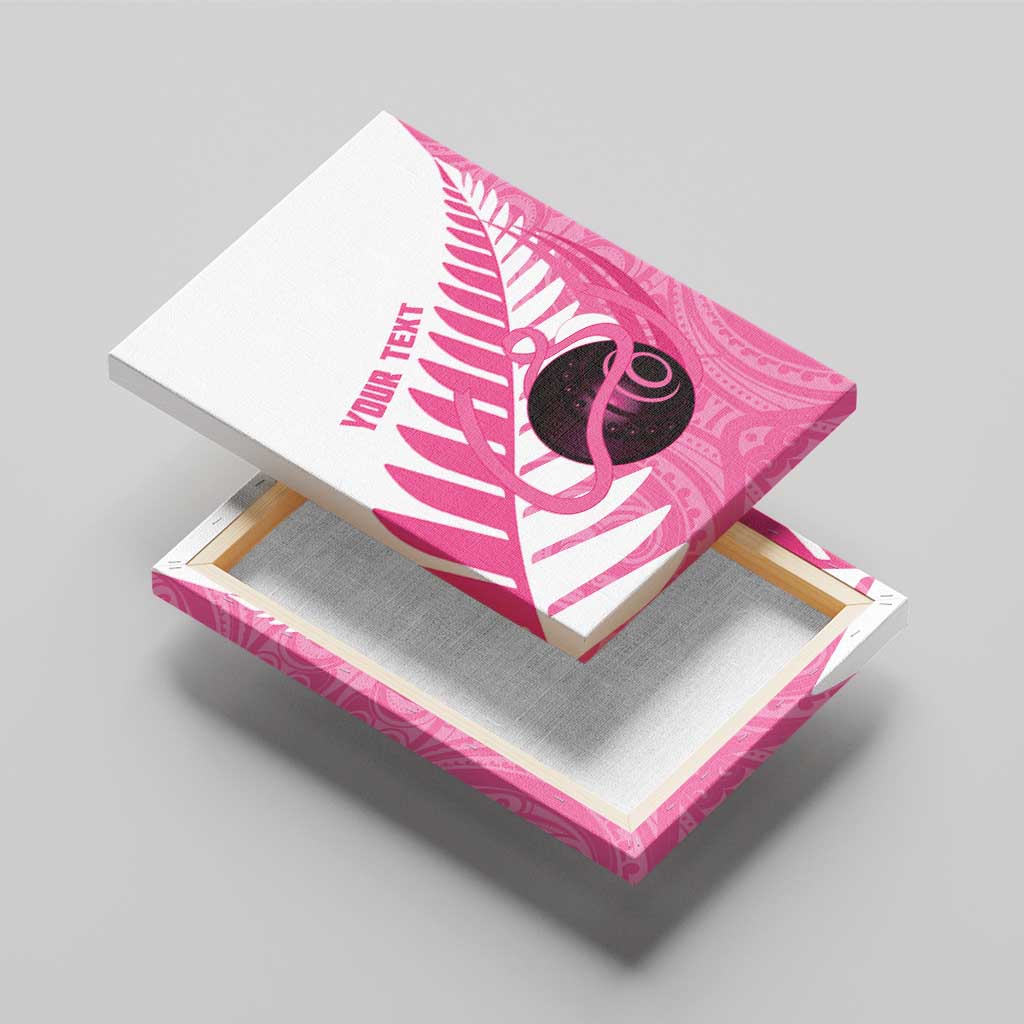 New Zealand Lawn Bowls Breast Cancer Custom Canvas Wall Art Aotearoa Maori Silver Fern Pink Ribbon - Aussie Hoodie