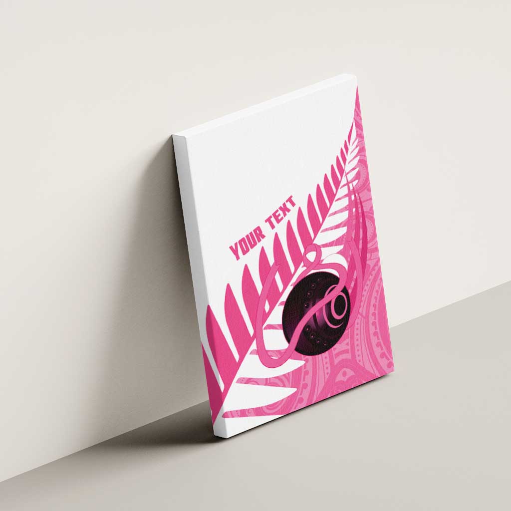 New Zealand Lawn Bowls Breast Cancer Custom Canvas Wall Art Aotearoa Maori Silver Fern Pink Ribbon - Aussie Hoodie