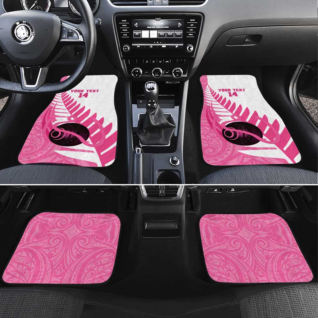 New Zealand Lawn Bowls Breast Cancer Custom Car Mats Aotearoa Maori Silver Fern Pink Ribbon - Aussie Hoodie