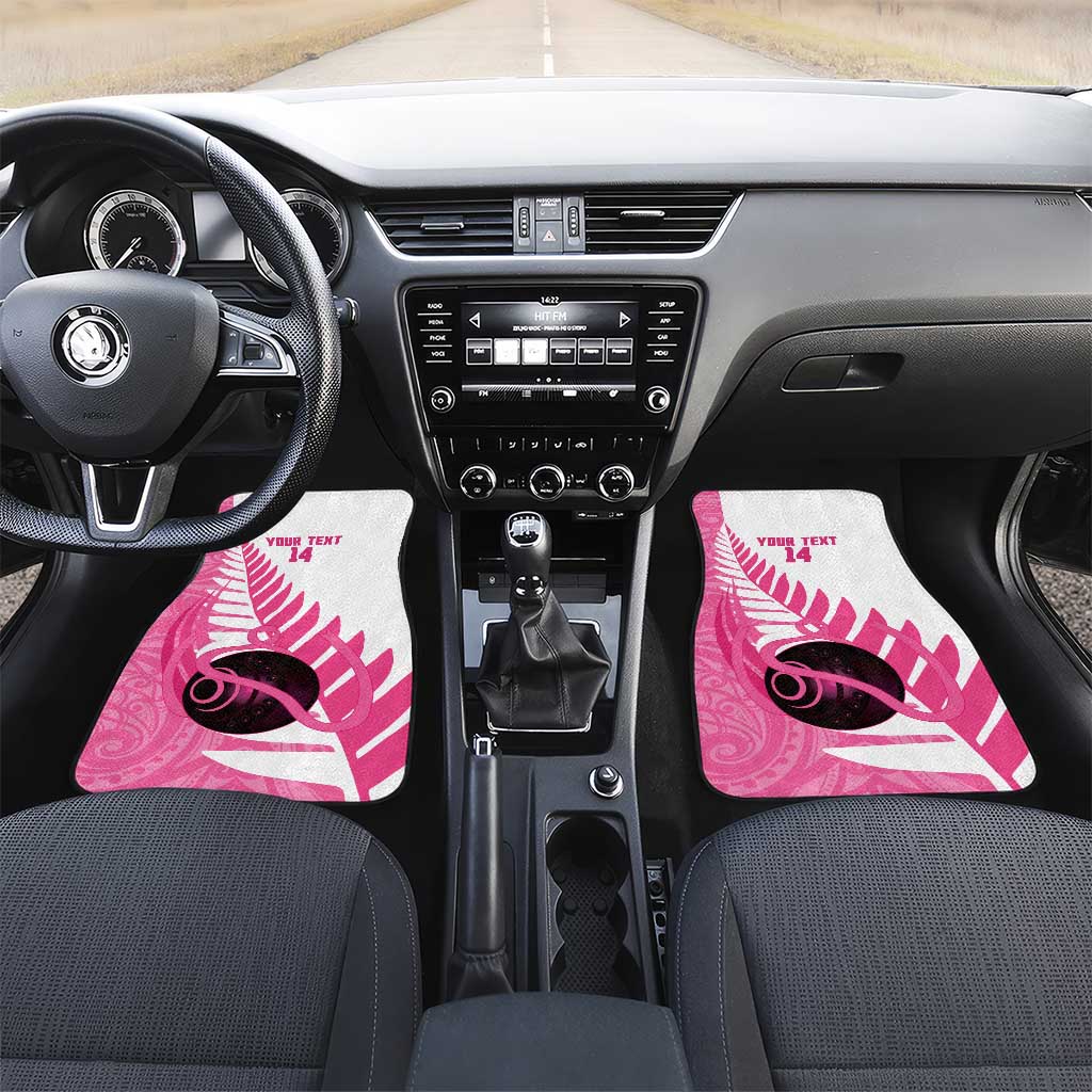 New Zealand Lawn Bowls Breast Cancer Custom Car Mats Aotearoa Maori Silver Fern Pink Ribbon - Aussie Hoodie