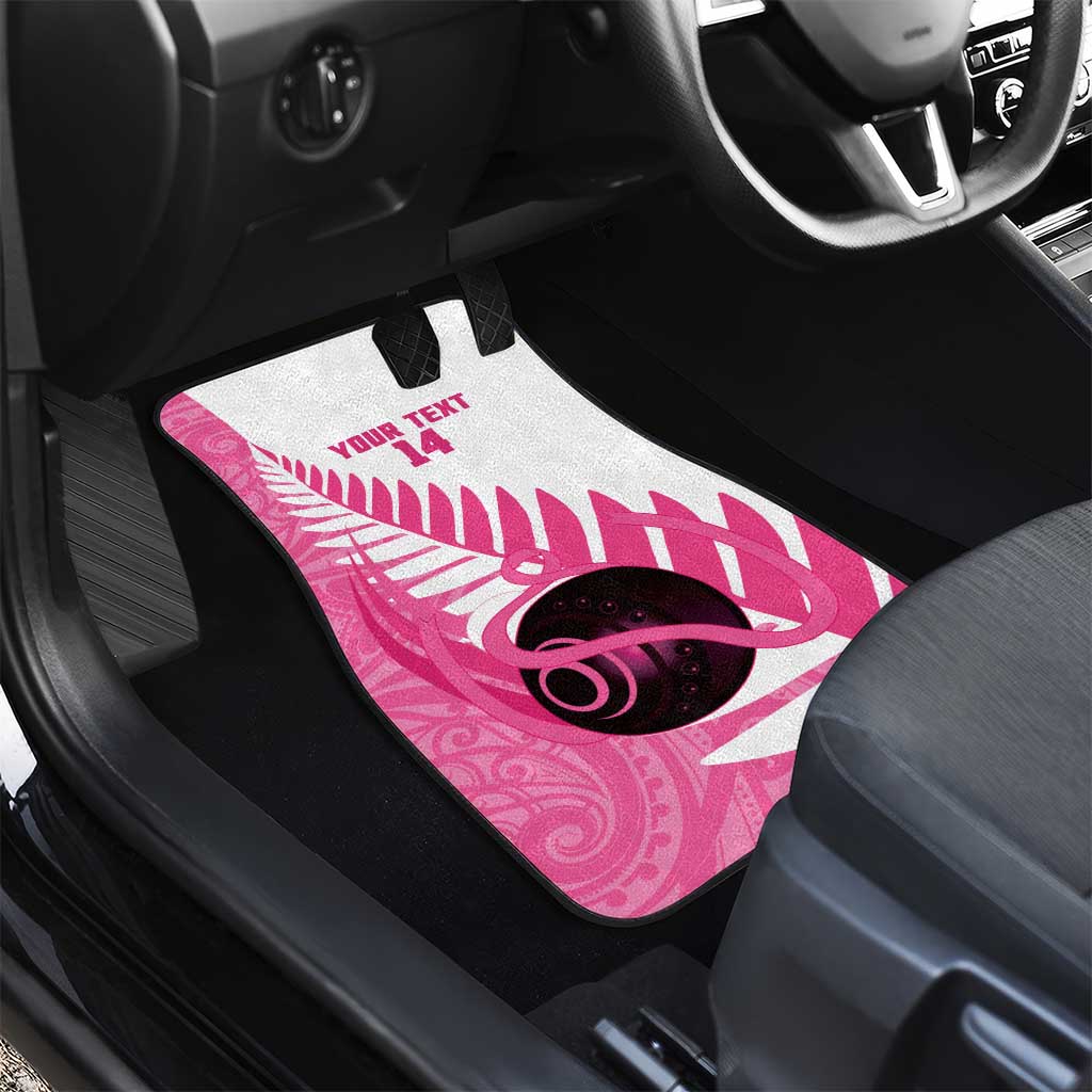 New Zealand Lawn Bowls Breast Cancer Custom Car Mats Aotearoa Maori Silver Fern Pink Ribbon - Aussie Hoodie