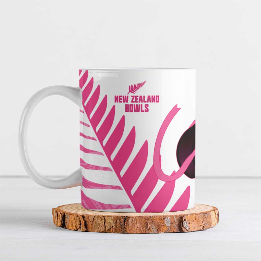 New Zealand Lawn Bowls Breast Cancer Custom Ceramic Mug Aotearoa Maori Silver Fern Pink Ribbon - Aussie Hoodie
