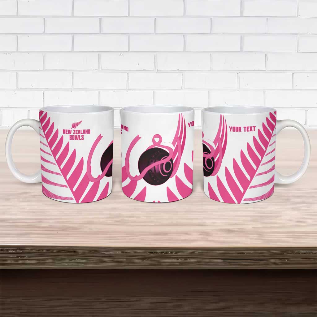 New Zealand Lawn Bowls Breast Cancer Custom Ceramic Mug Aotearoa Maori Silver Fern Pink Ribbon - Aussie Hoodie