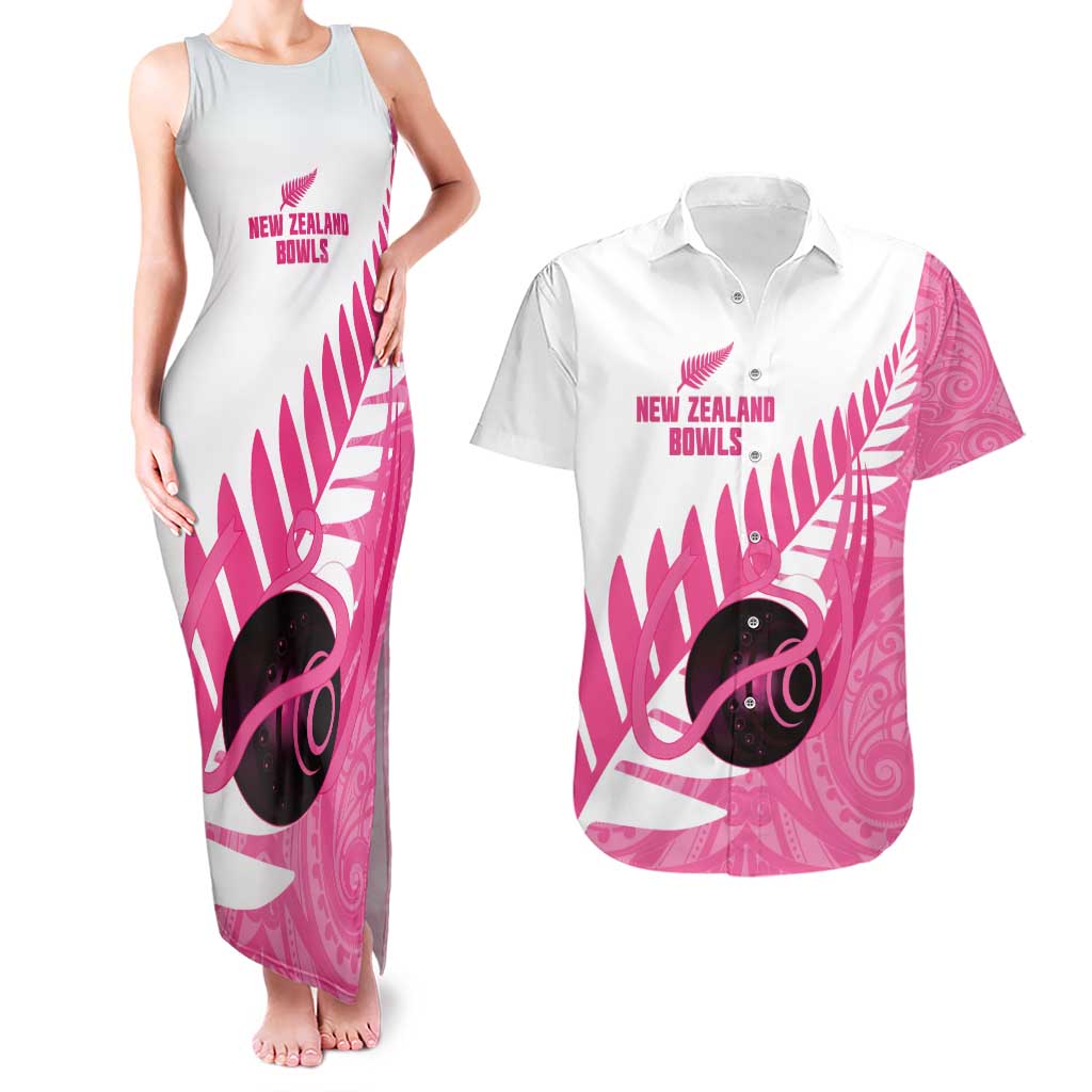 New Zealand Lawn Bowls Breast Cancer Custom Couples Matching Tank Maxi Dress and Hawaiian Shirt Aotearoa Maori Silver Fern Pink Ribbon - Aussie Hoodie