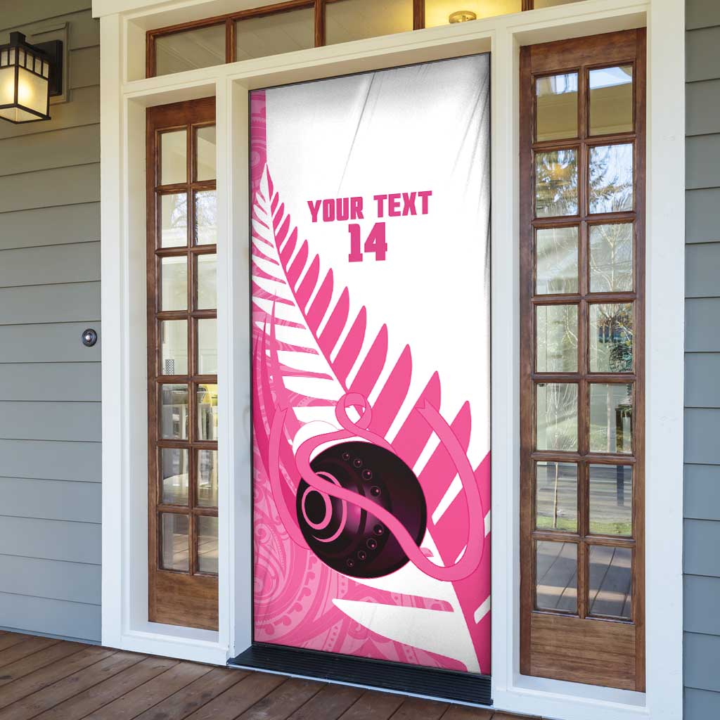 New Zealand Lawn Bowls Breast Cancer Custom Door Cover Aotearoa Maori Silver Fern Pink Ribbon - Aussie Hoodie