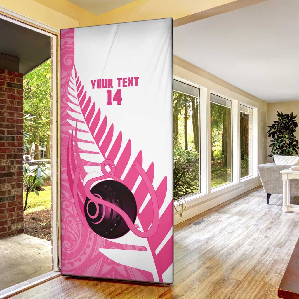 New Zealand Lawn Bowls Breast Cancer Custom Door Cover Aotearoa Maori Silver Fern Pink Ribbon - Aussie Hoodie