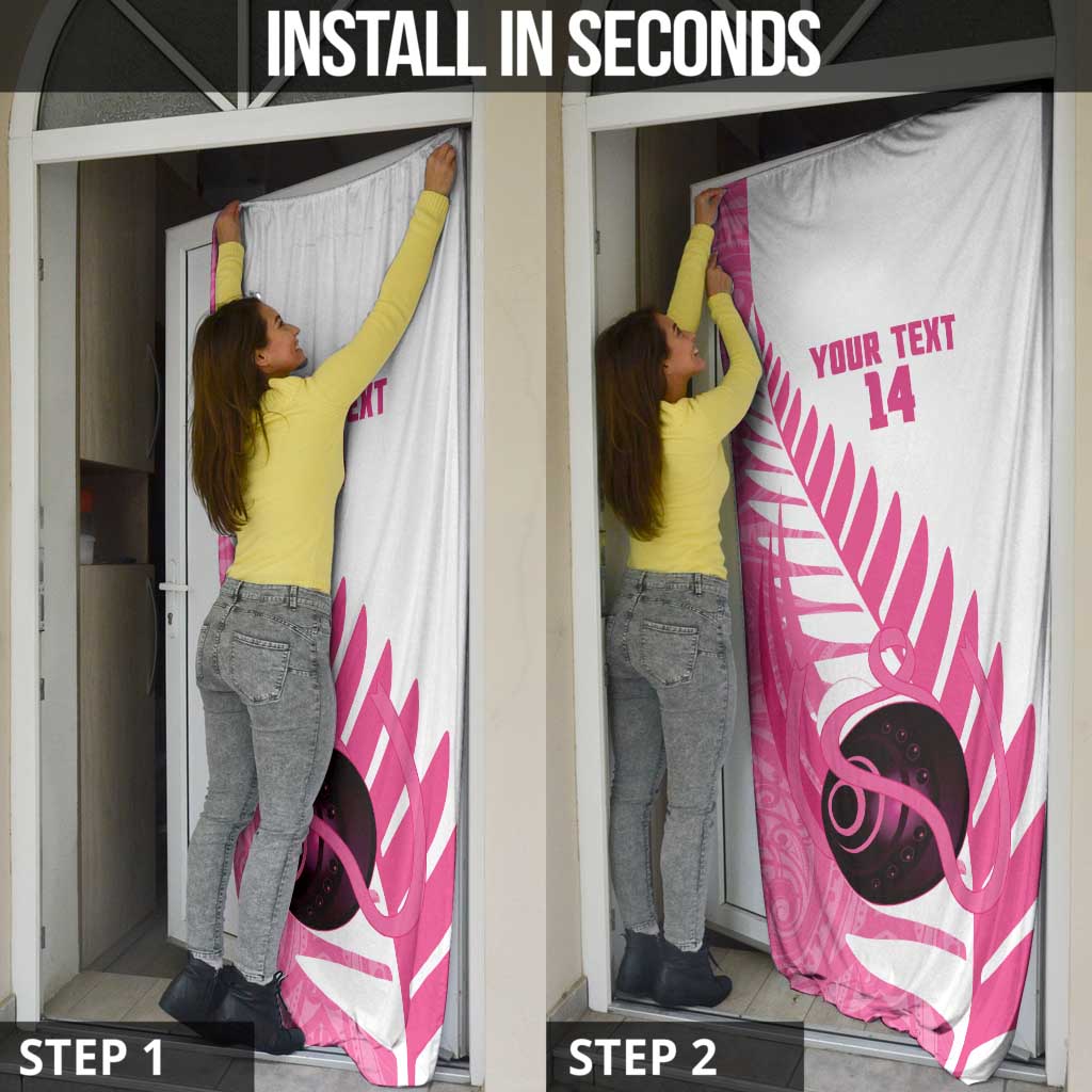 New Zealand Lawn Bowls Breast Cancer Custom Door Cover Aotearoa Maori Silver Fern Pink Ribbon - Aussie Hoodie