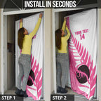 New Zealand Lawn Bowls Breast Cancer Custom Door Cover Aotearoa Maori Silver Fern Pink Ribbon - Aussie Hoodie