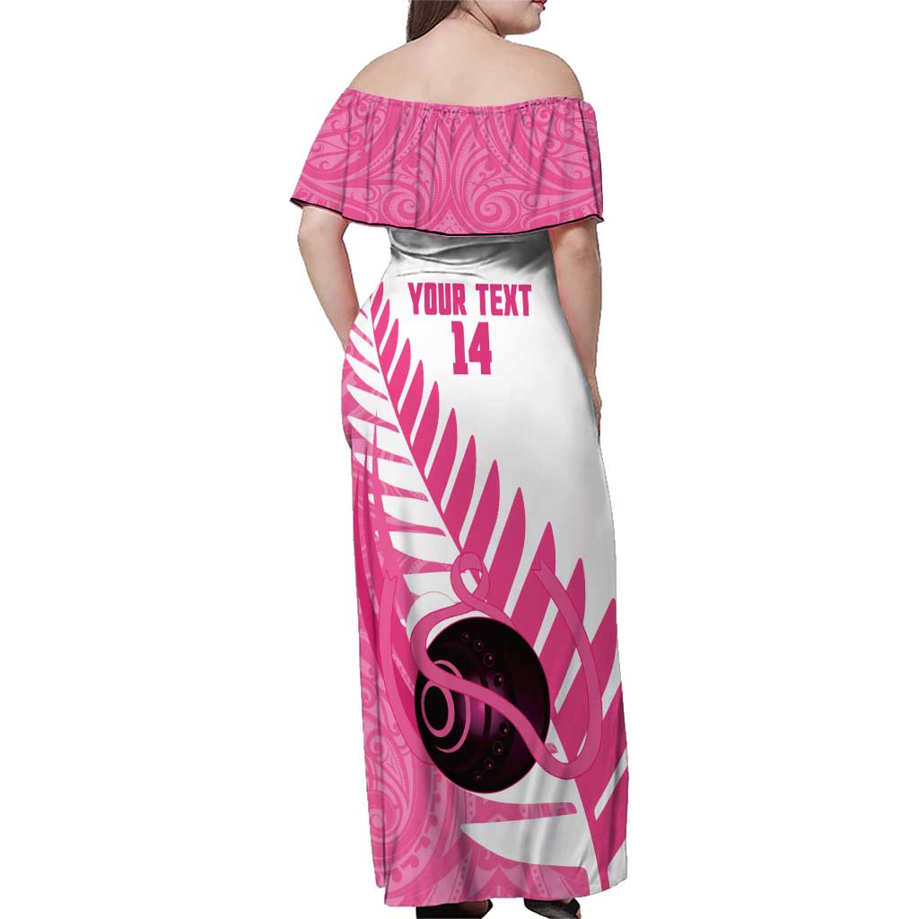 New Zealand Lawn Bowls Breast Cancer Custom Family Matching Off Shoulder Maxi Dress and Hawaiian Shirt Aotearoa Maori Silver Fern Pink Ribbon - Aussie Hoodie