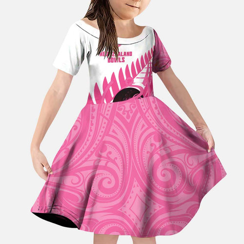 New Zealand Lawn Bowls Breast Cancer Custom Family Matching Off Shoulder Short Dress and Hawaiian Shirt Aotearoa Maori Silver Fern Pink Ribbon - Aussie Hoodie