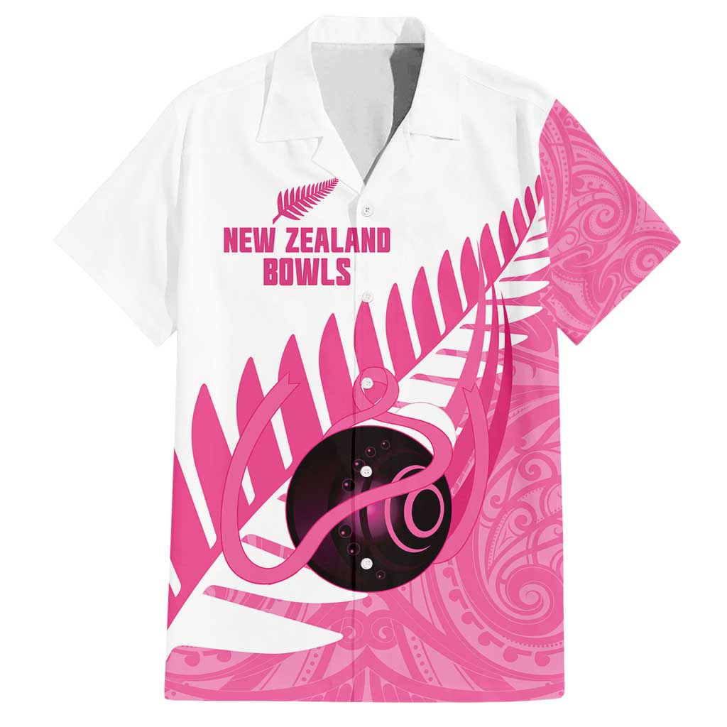 New Zealand Lawn Bowls Breast Cancer Custom Family Matching Off Shoulder Short Dress and Hawaiian Shirt Aotearoa Maori Silver Fern Pink Ribbon - Aussie Hoodie