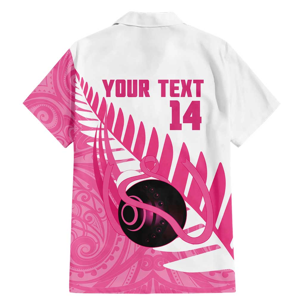 New Zealand Lawn Bowls Breast Cancer Custom Family Matching Off Shoulder Short Dress and Hawaiian Shirt Aotearoa Maori Silver Fern Pink Ribbon - Aussie Hoodie