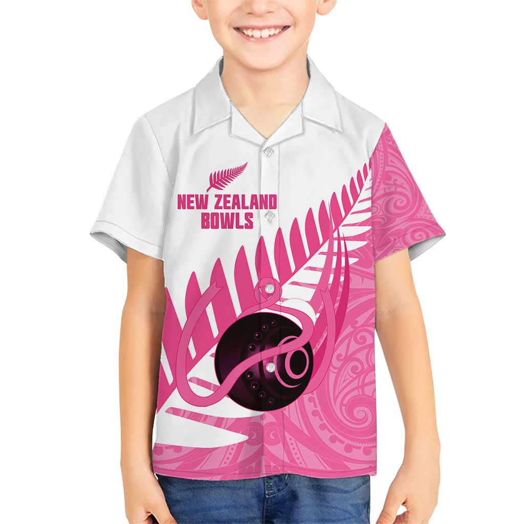 New Zealand Lawn Bowls Breast Cancer Custom Family Matching Off Shoulder Short Dress and Hawaiian Shirt Aotearoa Maori Silver Fern Pink Ribbon - Aussie Hoodie