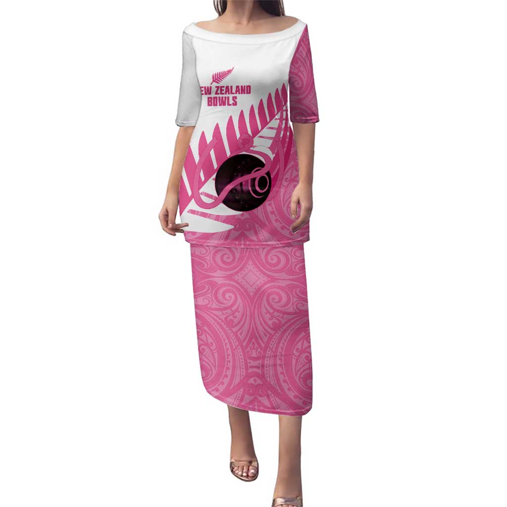 New Zealand Lawn Bowls Breast Cancer Custom Family Matching Puletasi and Hawaiian Shirt Aotearoa Maori Silver Fern Pink Ribbon - Aussie Hoodie