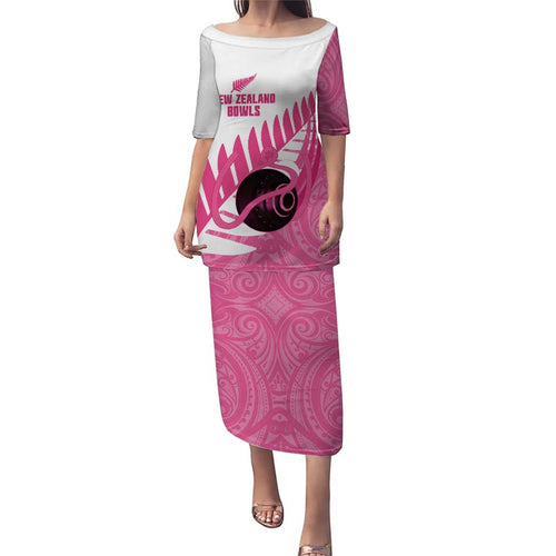 New Zealand Lawn Bowls Breast Cancer Custom Family Matching Puletasi and Hawaiian Shirt Aotearoa Maori Silver Fern Pink Ribbon - Aussie Hoodie