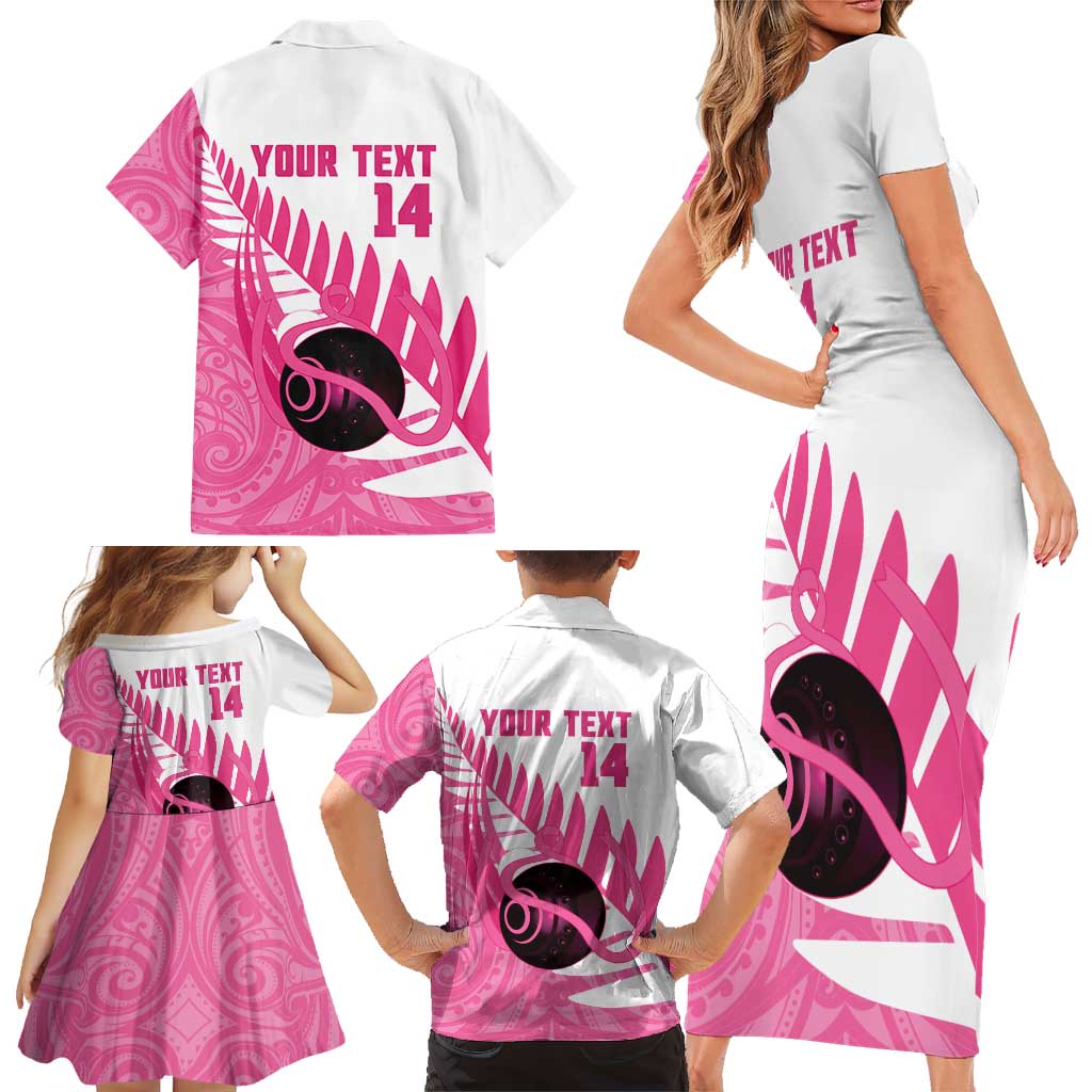 New Zealand Lawn Bowls Breast Cancer Custom Family Matching Short Sleeve Bodycon Dress and Hawaiian Shirt Aotearoa Maori Silver Fern Pink Ribbon - Aussie Hoodie