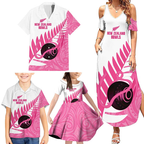 New Zealand Lawn Bowls Breast Cancer Custom Family Matching Summer Maxi Dress and Hawaiian Shirt Aotearoa Maori Silver Fern Pink Ribbon - Aussie Hoodie