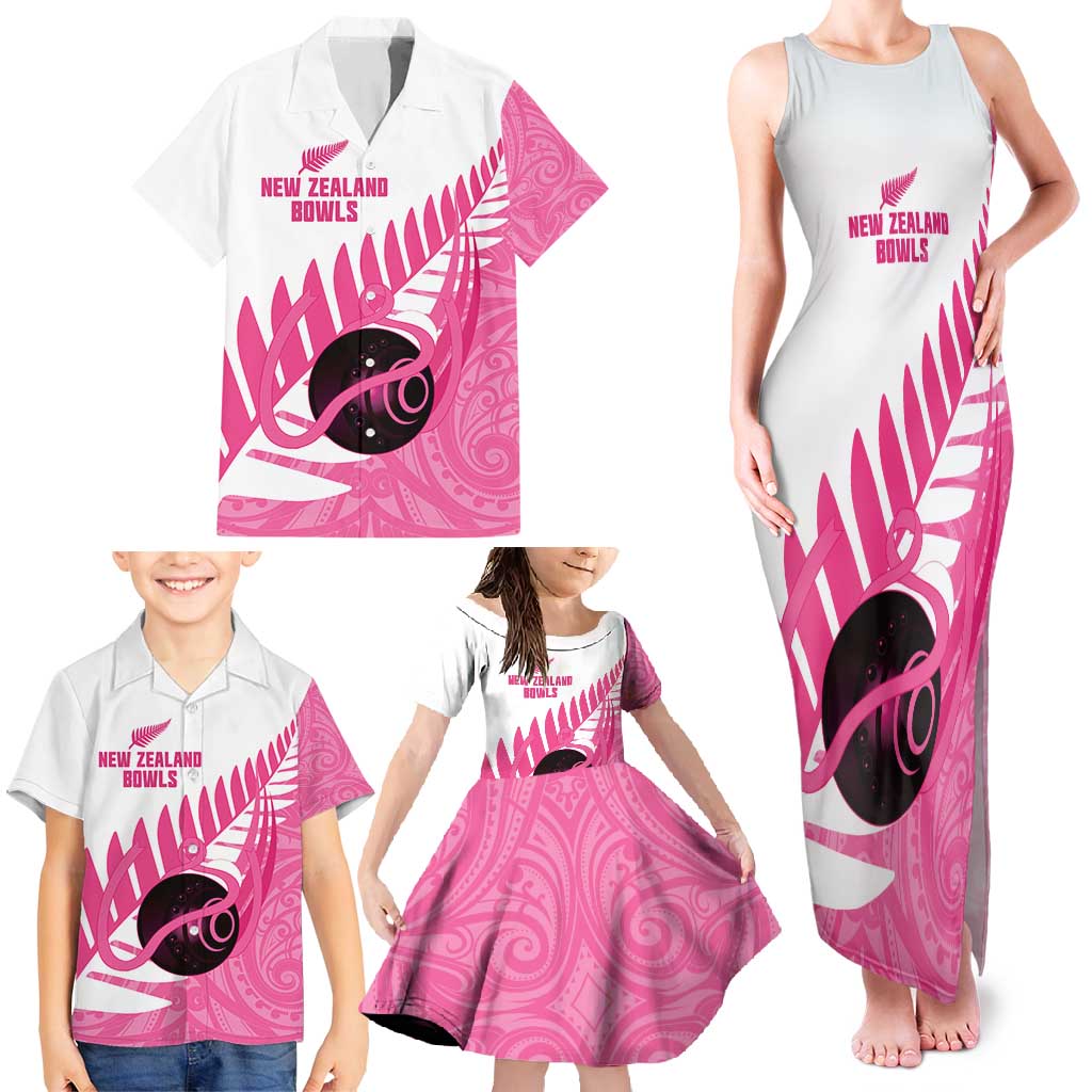 New Zealand Lawn Bowls Breast Cancer Custom Family Matching Tank Maxi Dress and Hawaiian Shirt Aotearoa Maori Silver Fern Pink Ribbon - Aussie Hoodie