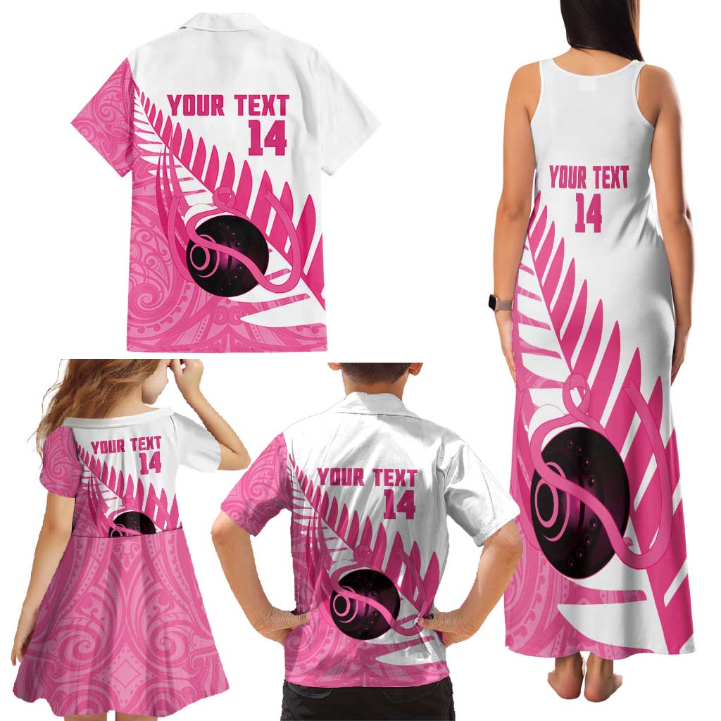New Zealand Lawn Bowls Breast Cancer Custom Family Matching Tank Maxi Dress and Hawaiian Shirt Aotearoa Maori Silver Fern Pink Ribbon - Aussie Hoodie