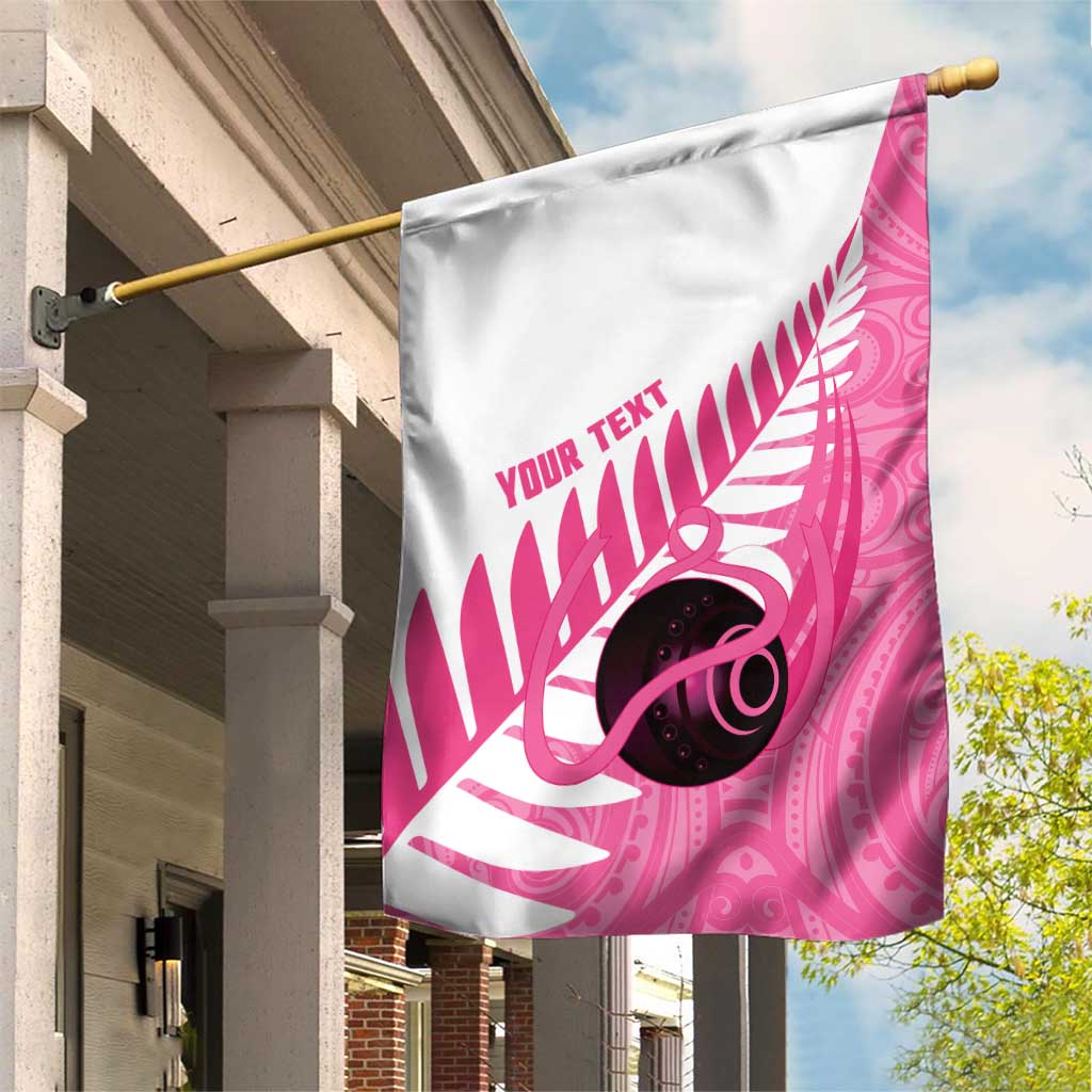 New Zealand Lawn Bowls Breast Cancer Custom Garden Flag Aotearoa Maori Silver Fern Pink Ribbon - Aussie Hoodie