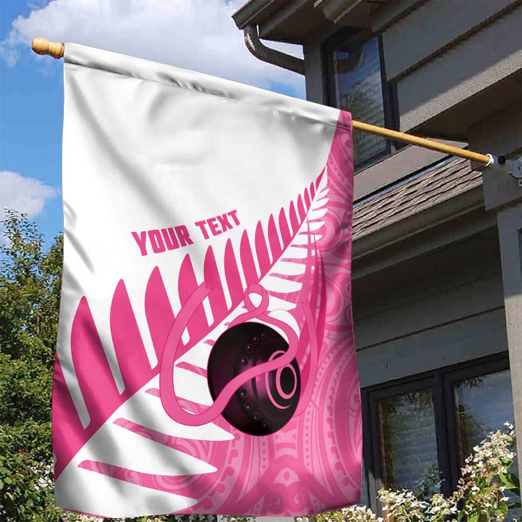 New Zealand Lawn Bowls Breast Cancer Custom Garden Flag Aotearoa Maori Silver Fern Pink Ribbon - Aussie Hoodie